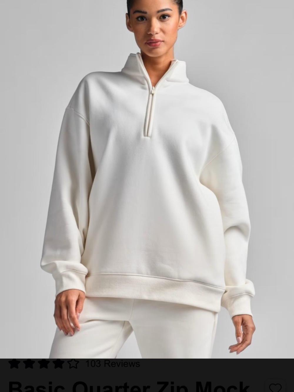 NWOT Women’s Comfrt Basic Quarter Zip Mock Sweatshirt - White SZ L. Sold out!!!